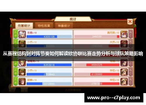 从赛程结构到对阵节奏如何解读欧协联比赛走势分析与球队策略影响 从赛程结构到对阵节奏如何解读欧协联比赛走势分析与球队策略影响